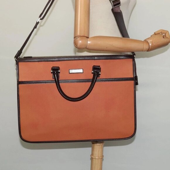 BURBERRY Hand Bag Nylon 2way Brown Silver Auth - Picture 1 of 16